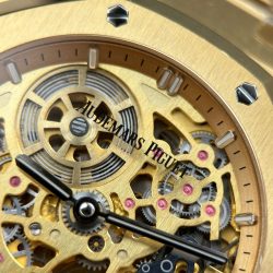 Đồng Hồ Audemars Piguet Replica Cao Cấp Royal Oak Jumbo Extra-thin Openworked 16204 Mặt Lộ Cơ Mạ Vàng Xưởng ZF 39mm (2)