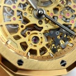 Đồng Hồ Audemars Piguet Replica Cao Cấp Royal Oak Jumbo Extra-thin Openworked 16204 Mặt Lộ Cơ Mạ Vàng Xưởng ZF 39mm (2)