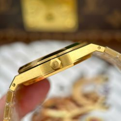 Đồng Hồ Audemars Piguet Replica Cao Cấp Royal Oak Jumbo Extra-thin Openworked 16204 Mặt Lộ Cơ Mạ Vàng Xưởng ZF 39mm (2)