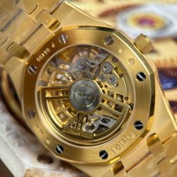 Đồng Hồ Audemars Piguet Replica Cao Cấp Royal Oak Jumbo Extra-thin Openworked 16204 Mặt Lộ Cơ Mạ Vàng Xưởng ZF 39mm (2)
