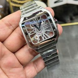 Đồng Hồ Cartier Santos CRWHSA0015 Replica 11 Mặt Lộ Cơ Dây Kim Loại Xưởng THB 39 (2)