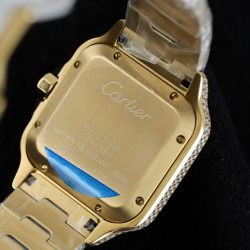 Đồng Hồ Cartier Santos Màu Vàng Chế Tác Đính Full Kim Cương Moissanite 39 (2)