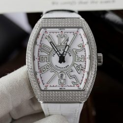 Đồng Hồ Franck Muller V45 Replica 11 Màu Trắng Đính Full Đá Xưởng ABF 45mm (2)