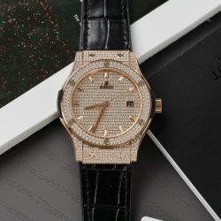 Đồng Hồ Hublot Classic Fussion King Gold Replica 11 Đính Full Kim Cương Moissanite 42mm (2)