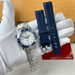 Đồng Hồ Omega Seamaster Diver 300M Replica 11 Mặt Trắng Viền Gồm Xanh Xưởng VS 42mm (2)