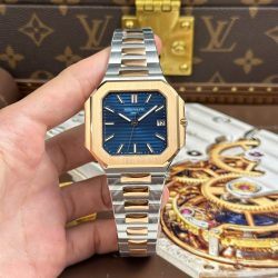 Đồng Hồ Patek Philippe Cubitus 5821 Demi Vàng Hồng Mặt Xanh Dương Tinh Chỉnh Nhà Máy 45mm (2)