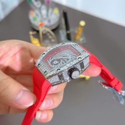 Đồng Hồ Richard Mille RM51-02 Màu Đỏ Replica 11 Máy Cơ Đính Đá Baguette 40mm (1)