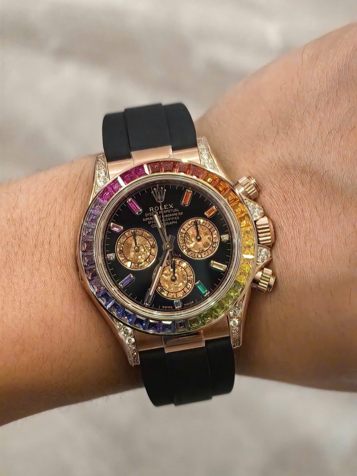 Đồng Hồ Rolex Cosmograph Daytona Rainbow 116595RBOW Nhà Máy FH 154 Grams 40mm (3) Đồng Hồ Rolex Cosmograph Daytona Rainbow 116595RBOW Nhà Máy FH 154 Grams 40mm (2)