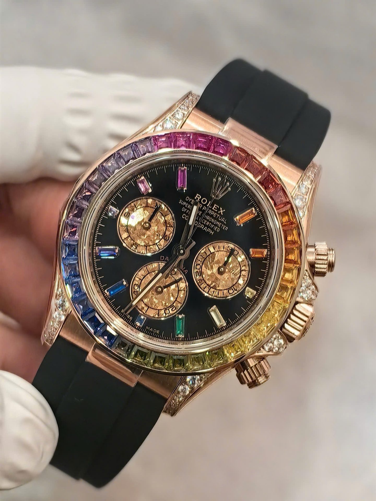 Đồng Hồ Rolex Cosmograph Daytona Rainbow 116595RBOW Nhà Máy FH 154 Grams 40mm (4) Đồng Hồ Rolex Cosmograph Daytona Rainbow 116595RBOW Nhà Máy FH 154 Grams 40mm (2)