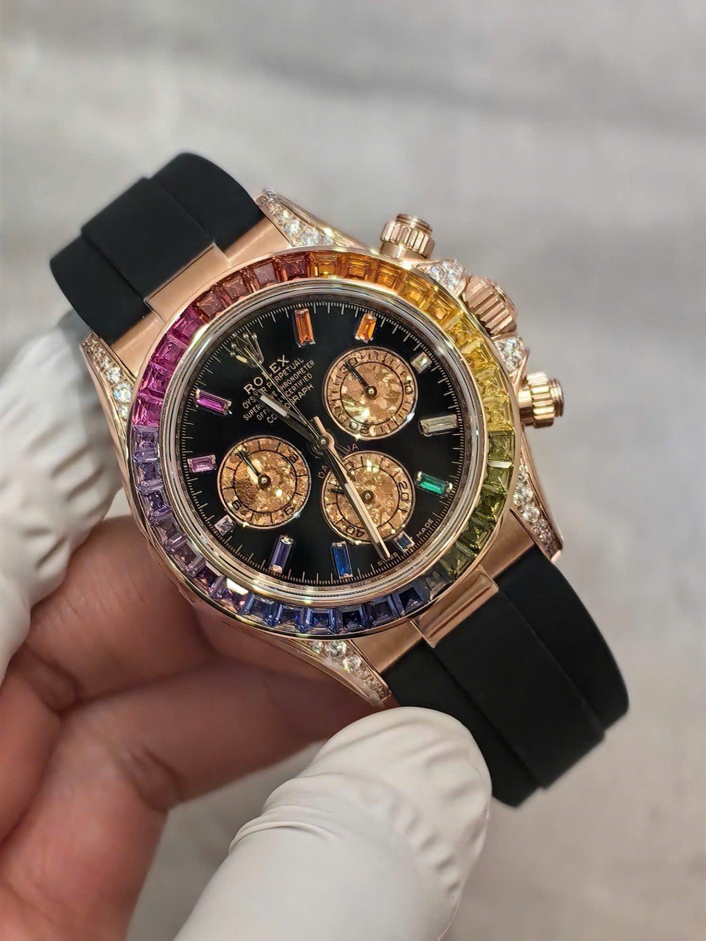 Đồng Hồ Rolex Cosmograph Daytona Rainbow 116595RBOW Nhà Máy FH 154 Grams 40mm (7) Đồng Hồ Rolex Cosmograph Daytona Rainbow 116595RBOW Nhà Máy FH 154 Grams 40mm (2)