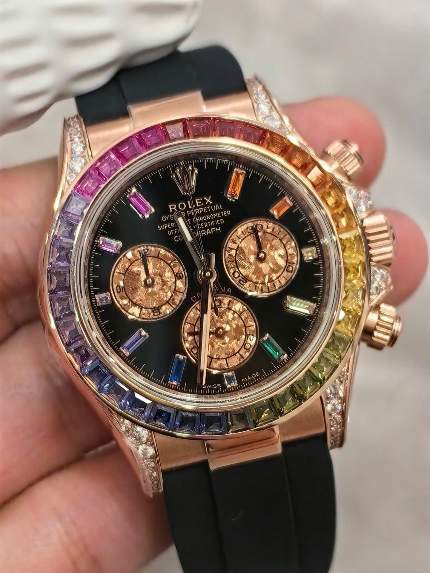 Đồng Hồ Rolex Cosmograph Daytona Rainbow 116595RBOW Nhà Máy FH 154 Grams 40mm (8) Đồng Hồ Rolex Cosmograph Daytona Rainbow 116595RBOW Nhà Máy FH 154 Grams 40mm (2)