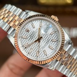Đồng Hồ Rolex DateJust 126231 Chế Tác Mặt Trắng Họa Tiết Nếp Gấp Nhà Máy VS 36mm (2)