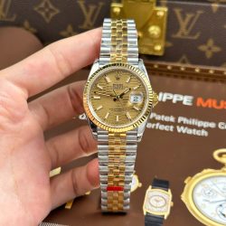 Đồng Hồ Rolex DateJust 126231 Replica 11 Màu Demi Vàng Mặt Xếp Gạch Cọc Số Dạ Quang Xưởng VS 36mm (2)