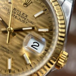 Đồng Hồ Rolex DateJust 126231 Replica 11 Màu Demi Vàng Mặt Xếp Gạch Cọc Số Dạ Quang Xưởng VS 36mm (2)