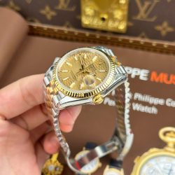 Đồng Hồ Rolex DateJust 126231 Replica 11 Màu Demi Vàng Mặt Xếp Gạch Cọc Số Dạ Quang Xưởng VS 36mm (2)