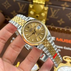 Đồng Hồ Rolex DateJust 126231 Replica 11 Màu Demi Vàng Mặt Xếp Gạch Cọc Số Dạ Quang Xưởng VS 36mm (2)