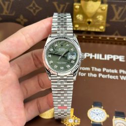 Đồng Hồ Rolex DateJust 126234 Replica Cao Cấp Mặt Xanh Họa Tiết Lá Cây Cọc Số Đá Xưởng VS 36mm (2)