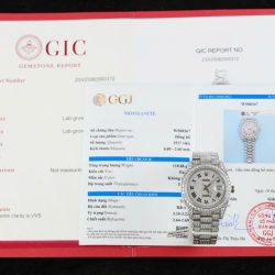 Đồng Hồ Rolex DateJust Cọc Số La Mã Replica 11 Đính Full Kim Cương Moissanite Hong Kong 41mm (2)