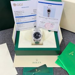 Đồng Hồ Rolex DateJust Replica 11 Mặt Đen Viền Đính Kim Cương Moissnaite Nhà Máy Clean 41mm (2)