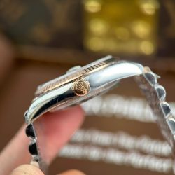 Đồng Hồ Rolex DateJust Replica 11 Mặt Xám Cọc Số Da Quang Nhà Máy VS 36mm (2)