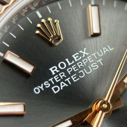 Đồng Hồ Rolex DateJust Replica 11 Mặt Xám Cọc Số Da Quang Nhà Máy VS 36mm (2)