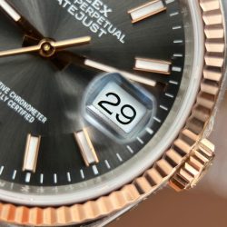 Đồng Hồ Rolex DateJust Replica 11 Mặt Xám Cọc Số Da Quang Nhà Máy VS 36mm (2)