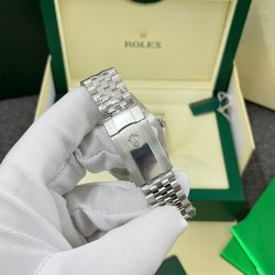 Đồng Hồ Rolex DateJust Replica 11 Mặt Xám Viền Đính Kim Cương Moissnaite Nhà Máy Clean 41mm (2)