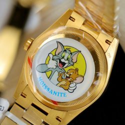 Đồng Hồ Rolex Day-Date 128348 Chế Tác Mặt Xanh Lá Cây Ombre Bọc Vàng 18K Viền Đính Moissanite 36mm (2)