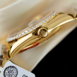 Đồng Hồ Rolex Day-Date 128348 Chế Tác Mặt Xanh Lá Cây Ombre Bọc Vàng 18K Viền Đính Moissanite 36mm (2)