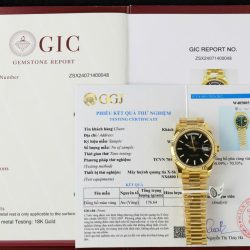 Đồng Hồ Rolex Day-Date Replica 11 Mặt Đen Họa Tiết Ô Vuông Bọc Vàng 18K Xưởng GM 40mm (2)