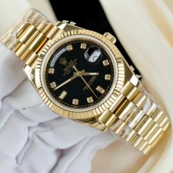 Đồng Hồ Rolex Day-Date Replica Cao Cấp Mặt Đen Cọc Số Đính Đá Xưởng GM 40mm (2)