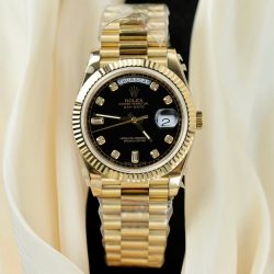 Đồng Hồ Rolex Day-Date Replica Cao Cấp Mặt Đen Cọc Số Đính Đá Xưởng GM 40mm (2)