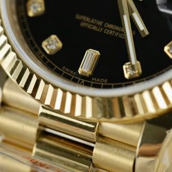 Đồng Hồ Rolex Day-Date Replica Cao Cấp Mặt Đen Cọc Số Đính Đá Xưởng GM 40mm (2)