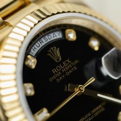 Đồng Hồ Rolex Day-Date Replica Cao Cấp Mặt Đen Cọc Số Đính Đá Xưởng GM 40mm (2)