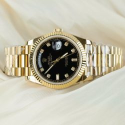 Đồng Hồ Rolex Day-Date Replica Cao Cấp Mặt Đen Cọc Số Đính Đá Xưởng GM 40mm (2)