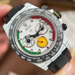 Đồng Hồ Rolex Daytona DiW Ferrari Replica 11 Vỏ Carbon Trắng Siêu Nhẹ 40mm (2)