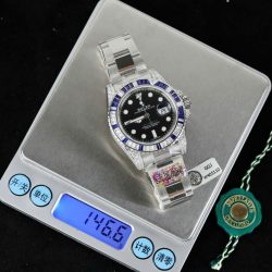 Đồng Hồ Rolex GMT-MASTER II 116759SARU Replica 11 Đính Kim Cương Moissanite Nhà Máy Clean 40mm (2)