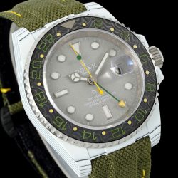 Đồng Hồ Rolex GMT-Master II DiW Replica 11 Vỏ Carbon Trắng Mặt Xám 40mm (2)