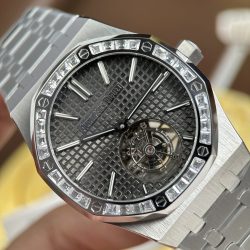 Đồng Hồ Audemars Piguet Replica 11 Royal Oak Selfwinding Flying Tourbillon 26730BC Mặt Xám Đính Đá Baguette 41mm (2)