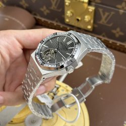 Đồng Hồ Audemars Piguet Replica 11 Royal Oak Selfwinding Flying Tourbillon 26730BC Mặt Xám Đính Đá Baguette 41mm (2)