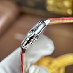 Đồng Hồ Cartier Ballon Bleu Chế Tác Mặt Trắng Dây Da Màu Đỏ Nhà Máy AF 33mm (2)