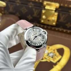 Đồng Hồ Cartier Ballon Bleu Rep 11 Nữ Dây Da Màu Hồng Nhà Máy AF 33mm (2)