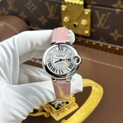 Đồng Hồ Cartier Ballon Bleu Rep 11 Nữ Dây Da Màu Hồng Nhà Máy AF 33mm (2)