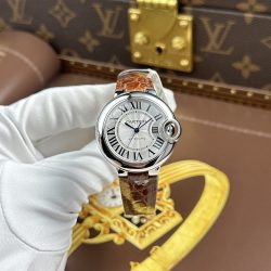 Đồng Hồ Cartier Ballon Bleu Replica 1 1 Nữ Dây Da Nâu Nhà Máy AF 33mm (2)