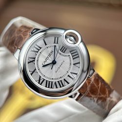 Đồng Hồ Cartier Ballon Bleu Replica 1 1 Nữ Dây Da Nâu Nhà Máy AF 33mm (2)