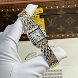 Đồng Hồ Cartier Panthere Fake 11 Mặt Trắng Dây Kim Loại Xưởng BV 27x36mm (2)