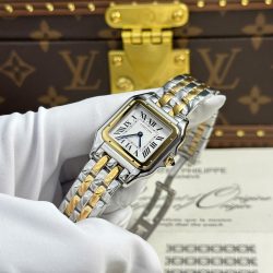 Đồng Hồ Cartier Panthere Fake 11 Mặt Trắng Dây Kim Loại Xưởng BV 27x36mm (2)