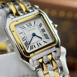 Đồng Hồ Cartier Panthere Fake 11 Mặt Trắng Dây Kim Loại Xưởng BV 27x36mm (2)