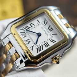 Đồng Hồ Cartier Panthere Fake 11 Mặt Trắng Dây Kim Loại Xưởng BV 27x36mm (2)