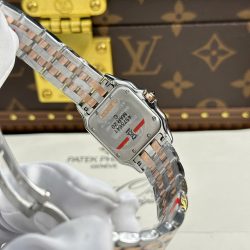 Đồng Hồ Cartier Panthere Mặt Trắng Fake Cao Cấp Mạ Demi Vàng Hồng Xưởng BV 27x36mm (2)